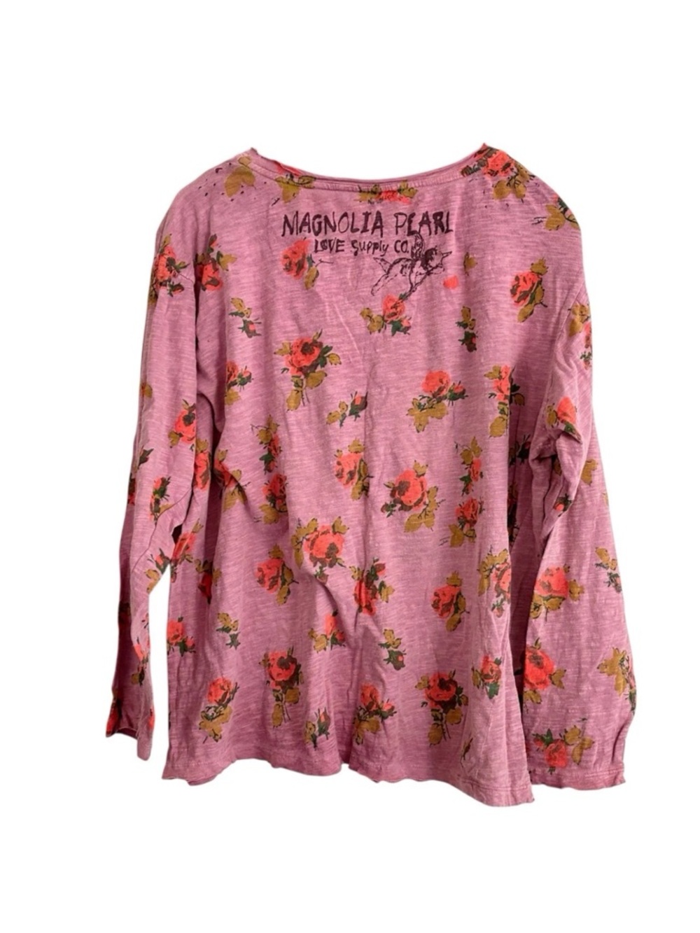 Magnolia Pearl Pink Floral Long Sleeve Tee with Colorful Portrait - Picture 2 of 3